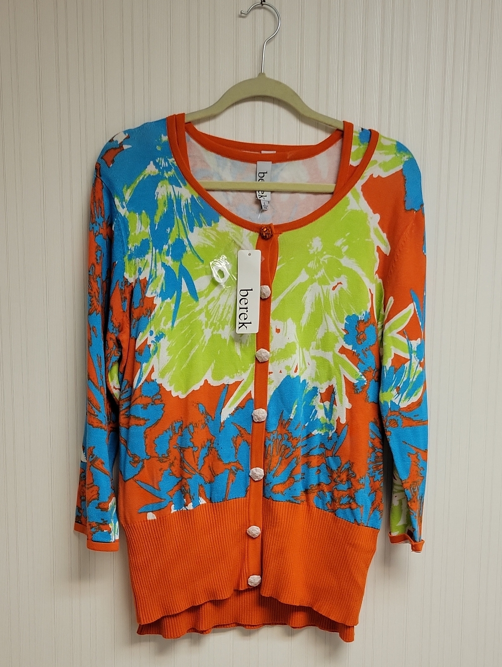Berek Pretty In Papaya Cardigan & Shell. New Large Colorful Grandma Fall Artsy